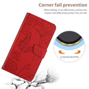 For Motorola Moto G52 Skin Feel Butterfly Peony Embossed Leather Phone Case(Red)