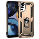For Motorola Moto G22 Shockproof TPU + PC Holder Phone Case(Gold)
