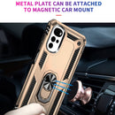 For Motorola Moto G22 Shockproof TPU + PC Holder Phone Case(Gold)