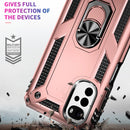 For Motorola Moto G22 Shockproof TPU + PC Holder Phone Case(Rose Gold)