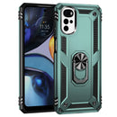 For Motorola Moto G22 Shockproof TPU + PC Holder Phone Case(Dark Green)
