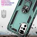 For Motorola Moto G22 Shockproof TPU + PC Holder Phone Case(Dark Green)