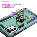 For Motorola Moto G22 Shockproof TPU + PC Holder Phone Case(Dark Green)