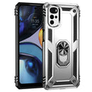 For Motorola Moto G22 Shockproof TPU + PC Holder Phone Case(Silver)