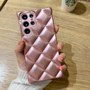 For Samsung Galaxy S22 Ultra 5G Elegant Rhombic Texture TPU Phone Case(Pink)
