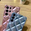 For Samsung Galaxy S22 Ultra 5G Elegant Rhombic Texture TPU Phone Case(Pink)