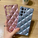 For Samsung Galaxy S22 Ultra 5G Elegant Rhombic Texture TPU Phone Case(Pink)