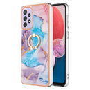 For Samsung Galaxy A23 Electroplating IMD TPU Phone Case with Ring(Blue Marble)