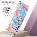 For Samsung Galaxy A23 Electroplating IMD TPU Phone Case with Ring(Blue Marble)