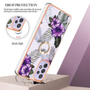 For Samsung Galaxy A23 Electroplating IMD TPU Phone Case with Ring(Purple Flower)
