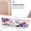 For Samsung Galaxy A23 Electroplating IMD TPU Phone Case with Ring(Purple Flower)