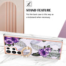 For Samsung Galaxy S22 Ultra 5G Electroplating IMD TPU Phone Case with Ring(Purple Flower)