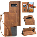 For Samsung Galaxy S10+ Splicing Leather Phone Case(Brown)