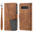 For Samsung Galaxy S10+ Splicing Leather Phone Case(Brown)