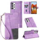For Samsung Galaxy A73 5G Splicing Leather Phone Case(Purple)