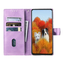 For Samsung Galaxy A73 5G Splicing Leather Phone Case(Purple)