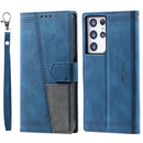 For Samsung Galaxy S21 Ultra 5G Splicing Leather Phone Case(Blue)