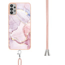 For Samsung Galaxy A13 4G Electroplating Marble Pattern TPU Phone Case with Lanyard(Rose Gold 005)