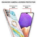 For Samsung Galaxy A13 4G Electroplating Marble Pattern TPU Phone Case with Ring(Green 004)