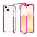 For iPhone 14 Plus Acrylic Four Corners Shockproof Phone Case (Transparent Rose Red)