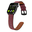 Retro Leather Watch Band For Apple Watch Series 7 45mm / 6&SE&5&4 44mm / 3&2&1 42mm(Wine Red)