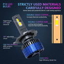 P10 1 Pair H4 6000K / 6000LM / 55W / DC10-32V IP68 Waterproof Car LED Headlight