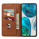 For Motorola Moto G52 Skin Feel Splicing Leather Phone Case(Brown)
