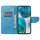 For Motorola Moto G52 Embossed Butterfly Pattern Flip Leather Phone Case(Blue)