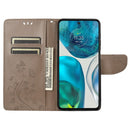 For Motorola Moto G52 Embossed Butterfly Pattern Flip Leather Phone Case(Grey)