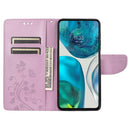 For Motorola Moto G52 Embossed Butterfly Pattern Flip Leather Phone Case(Light Purple)