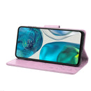 For Motorola Moto G52 Embossed Butterfly Pattern Flip Leather Phone Case(Light Purple)