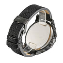 CAGARNY 6820 Round Large Dial Leather Band Quartz Dual Movement Watch For Men(Black Shell Black Surface Black Band)