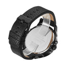 CAGARNY 6820 Round Large Dial Leather Band Quartz Dual Movement Watch For Men(Black Shell Black Between Rose Gold Black Band)