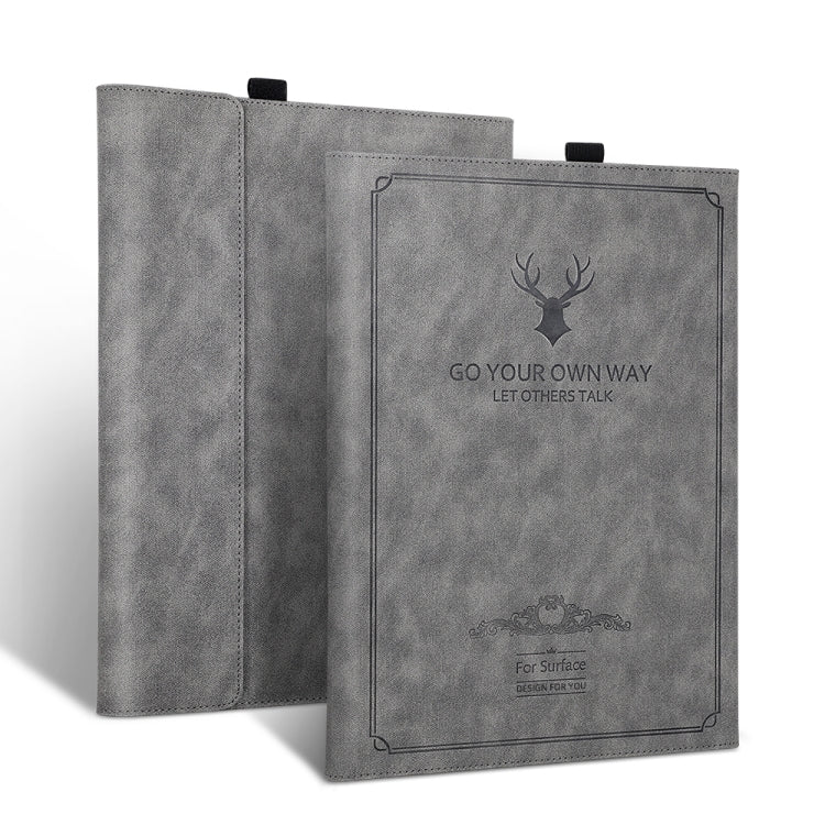 For MicroSoft Surface Pro 7 / 6 / 5 / 4 Deer Head Pattern Tablet Leather Case(Grey)