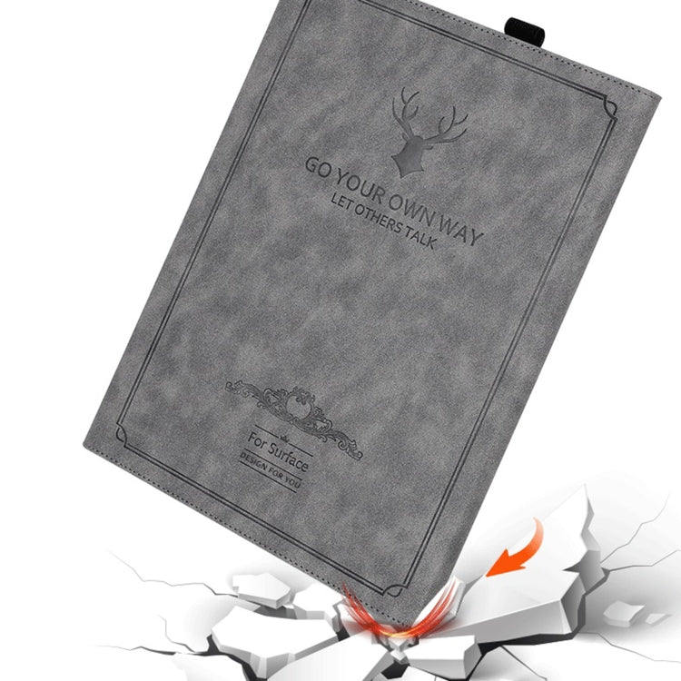 For MicroSoft Surface Pro 7 / 6 / 5 / 4 Deer Head Pattern Tablet Leather Case(Grey)