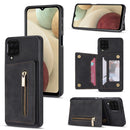 For Samsung Galaxy A12 5G Zipper Card Holder Phone Case(Black)