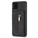 For Samsung Galaxy A12 5G Zipper Card Holder Phone Case(Black)