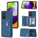 For Samsung Galaxy A71 4G Zipper Card Holder Phone Case(Blue)