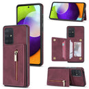 For Samsung Galaxy A71 4G Zipper Card Holder Phone Case(Wine Red)