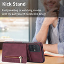 For Samsung Galaxy A71 4G Zipper Card Holder Phone Case(Wine Red)