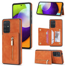 For Samsung Galaxy A71 4G Zipper Card Holder Phone Case(Brown)