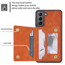 For Samsung Galaxy S22 5G Zipper Card Holder Phone Case(Brown)