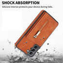 For Samsung Galaxy S22 5G Zipper Card Holder Phone Case(Brown)