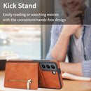 For Samsung Galaxy S22 5G Zipper Card Holder Phone Case(Brown)
