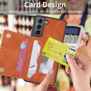 For Samsung Galaxy S22 5G Zipper Card Holder Phone Case(Brown)