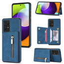 For Samsung Galaxy A53 5G Zipper Card Holder Phone Case(Blue)