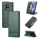 For vivo X80 Pro AZNS Magnetic Calf Texture Leather Phone Case(Dark Green)
