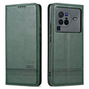 For vivo X80 Pro AZNS Magnetic Calf Texture Leather Phone Case(Dark Green)
