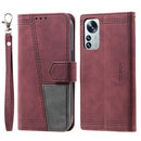 For Xiaomi 12 Pro / 12S Pro Splicing Leather Phone Case(Red)