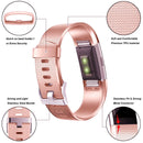 For FITBIT Charge 2 Checkered Metal Watch Band(Rose Gold)